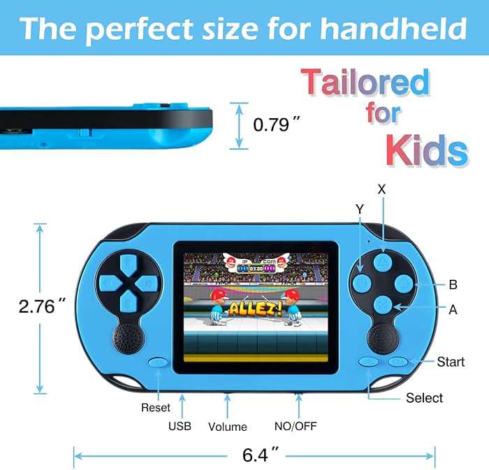 TaddToy 16 Bit Handheld Game for Kids Adults, 3.0'' Large Screen Preloaded 230 HD Classic Retro Video Games with USB Rechargeable Battery & 3 Game Cartridges for Birthday Gift for Kids 4-12 (Blue) - Image 3