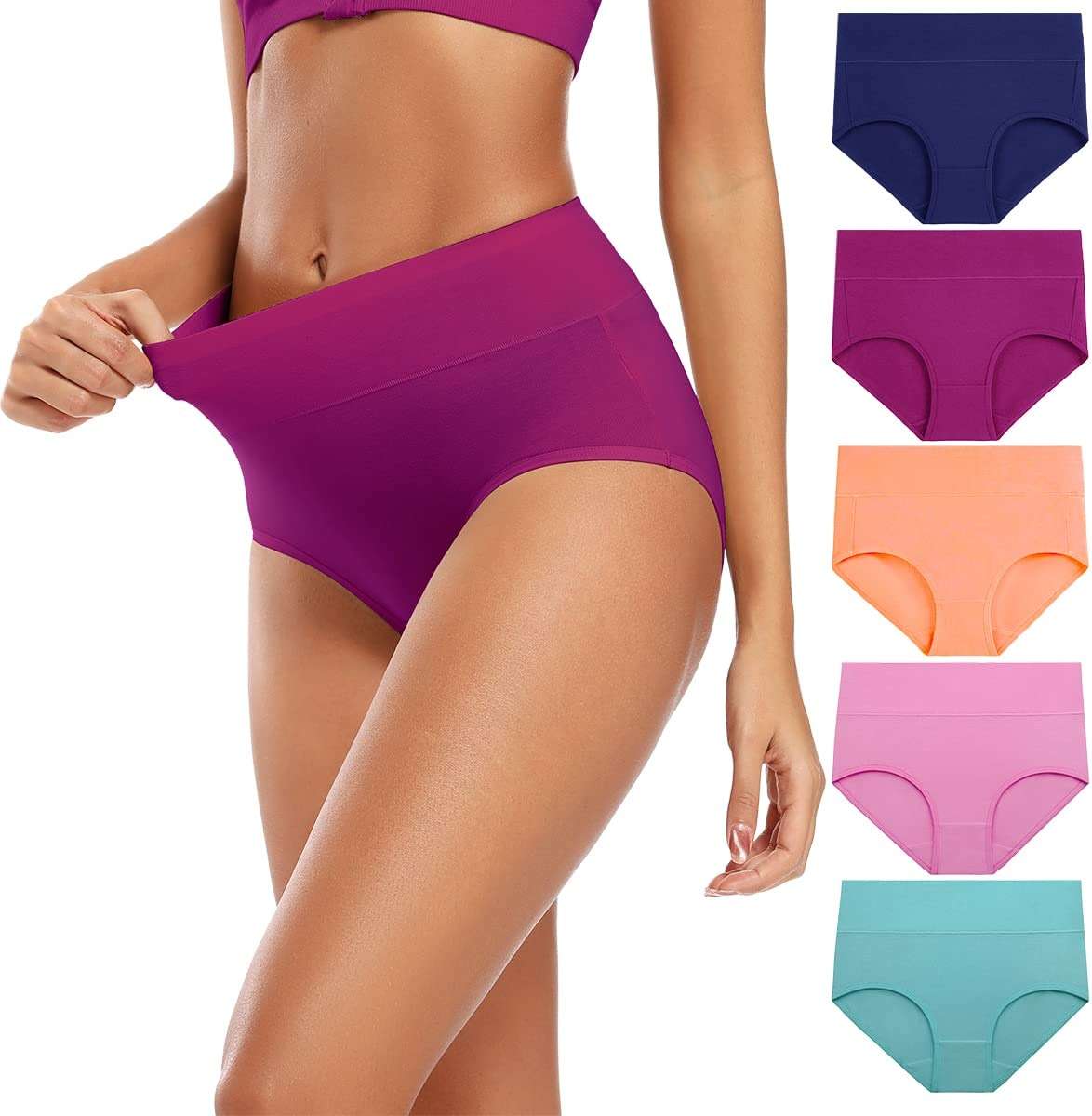 Molasus Women's Cotton Underwear High Waisted Full Coverage Ladies Panties (Regular & Plus Size) - Image 1