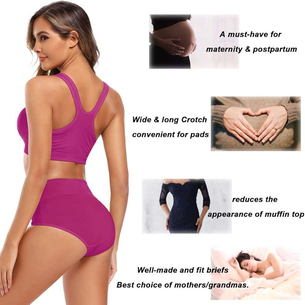 Molasus Women's Cotton Underwear High Waisted Full Coverage Ladies Panties (Regular & Plus Size) - Image 4