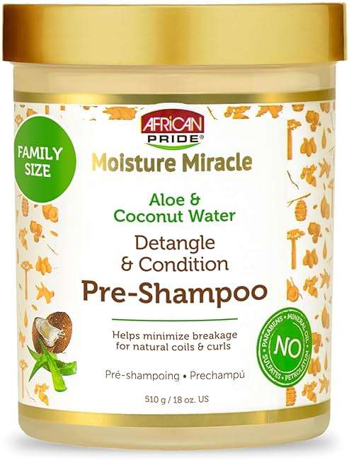 African Pride Moisture Miracle Pre-Shampoo Hair Detangler with Aloe & Coconut Water | Minimizes Breakage, Hydrates & Strengthens | Pre-Poo Treatment for Natural Coils & Curls | 18 oz. - Image 1