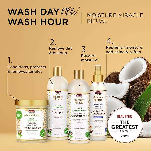 African Pride Moisture Miracle Pre-Shampoo Hair Detangler with Aloe & Coconut Water | Minimizes Breakage, Hydrates & Strengthens | Pre-Poo Treatment for Natural Coils & Curls | 18 oz. - Image 5