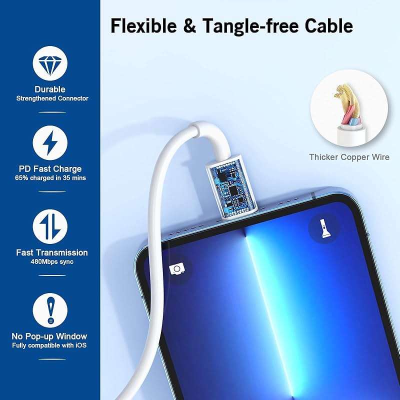 iPhone Fast Charger, 20W[Apple MFi Certified] USB Type C Fast Charging Block Power Delivery Lightning Charger with 3.3ft Lightning Cable for iPhone 13 Pro Max Mini 12 Pro 11 XS X XR - Image 5