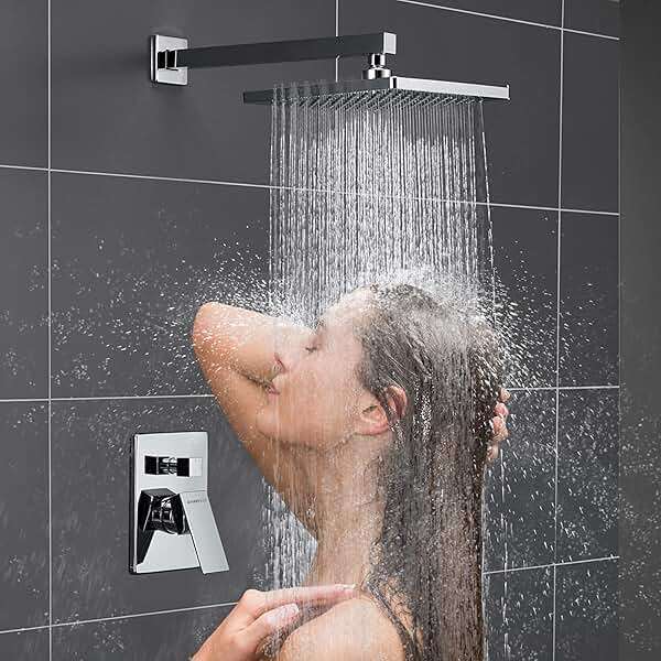 Gabrylly Shower System with Tub Spout, Wall Mounted Tub Shower Faucet Set for Bathroom with High Pressure 10" Rain Shower head and 3-Setting Handheld Shower Head Set,Chrome - Image 4