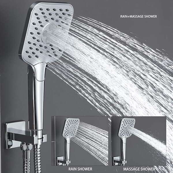 Gabrylly Shower System with Tub Spout, Wall Mounted Tub Shower Faucet Set for Bathroom with High Pressure 10" Rain Shower head and 3-Setting Handheld Shower Head Set,Chrome - Image 5