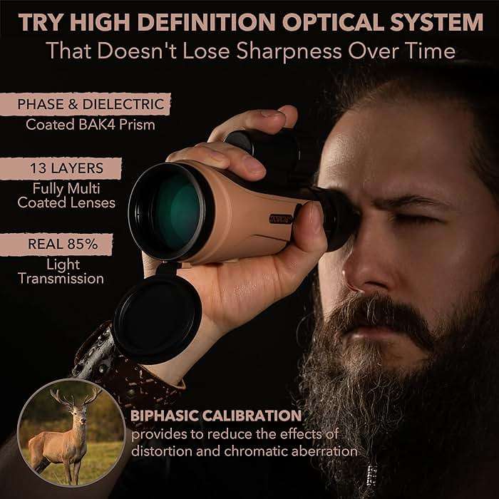Scotar 12x50 Monocular Telescope - FMC Fogproof, IP67 Waterproof Hand Held Telescope - BAK4 Phase and Dielectric Coated Prism - Adventure Accessories Set: Bag, Smartphone Adapter, Mini Tripod - Image 2