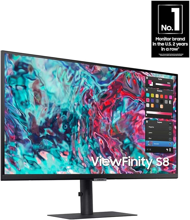 Samsung TU87F Series 32-Inch Viewfinity 4K UHD Pro Monitor, VA Panel, 60Hz, 5ms, HDR10, sRGB, HDMI, Dual 4K Display, Fully Adjustable Stand, Eye Saver Mode (LF32TU874VNXGO) Dark Blue Gray - Image 2