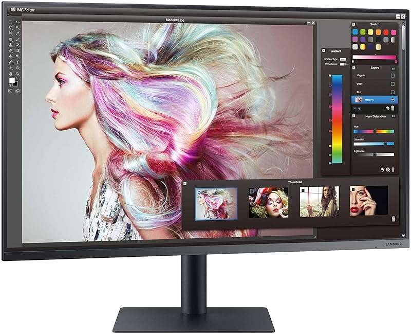 Samsung TU87F Series 32-Inch Viewfinity 4K UHD Pro Monitor, VA Panel, 60Hz, 5ms, HDR10, sRGB, HDMI, Dual 4K Display, Fully Adjustable Stand, Eye Saver Mode (LF32TU874VNXGO) Dark Blue Gray - Image 3