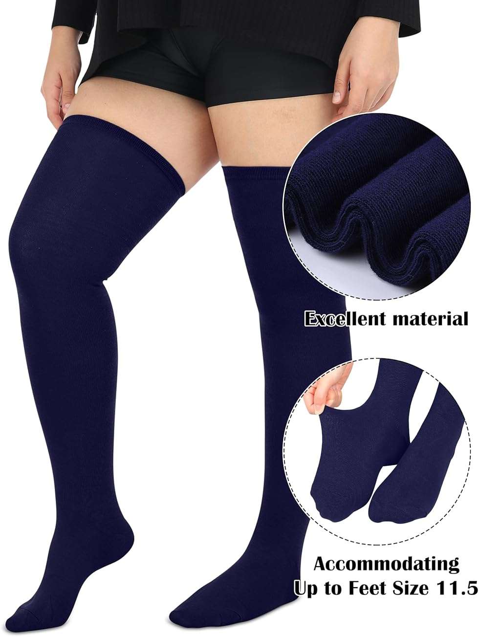 Aneco 6 Pairs Plus Size Over Knee Socks Women Warm Thigh High Stockings for Daily Use, L-XXL - Image 5