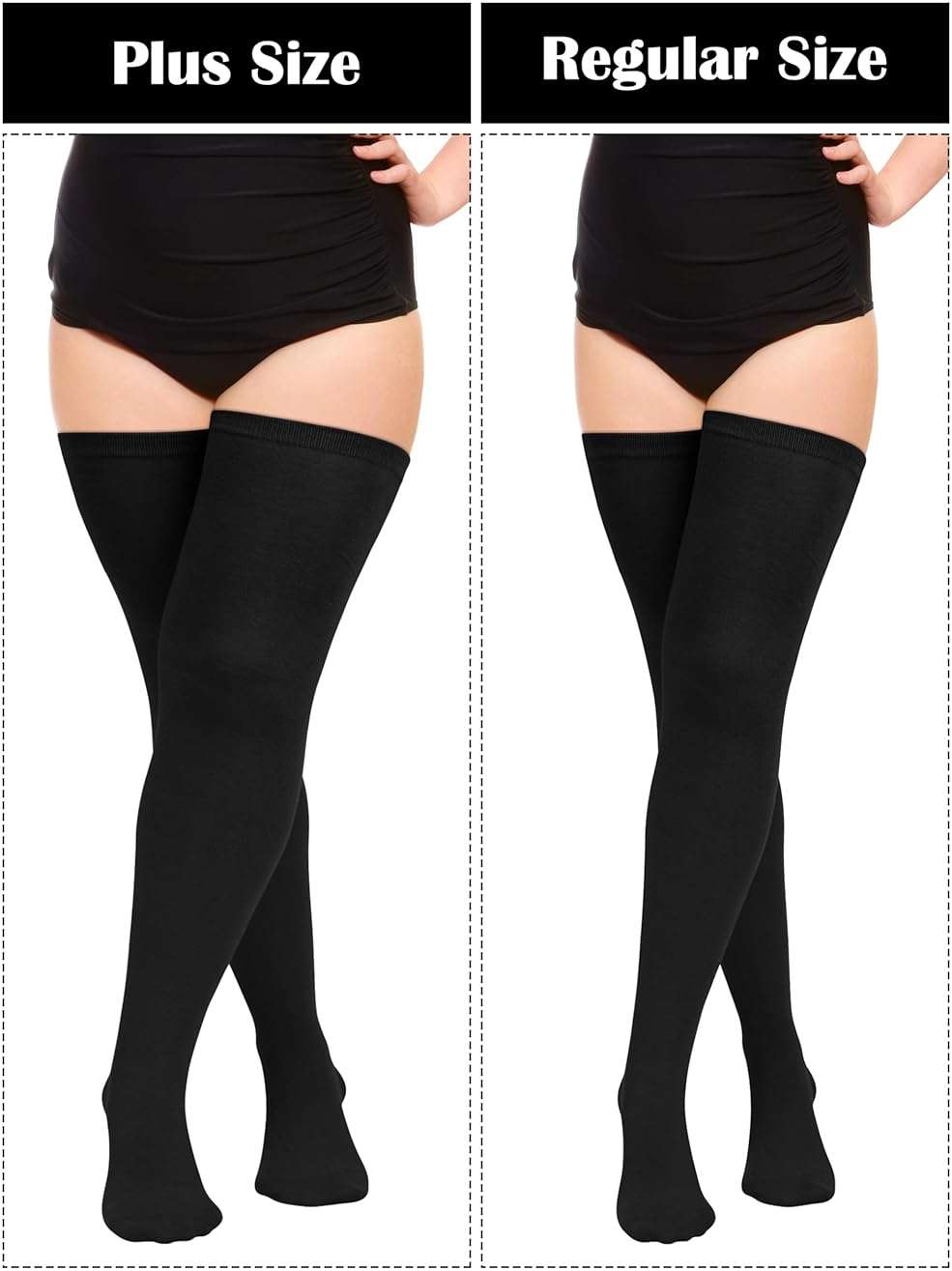 Aneco 6 Pairs Plus Size Over Knee Socks Women Warm Thigh High Stockings for Daily Use, L-XXL - Image 6