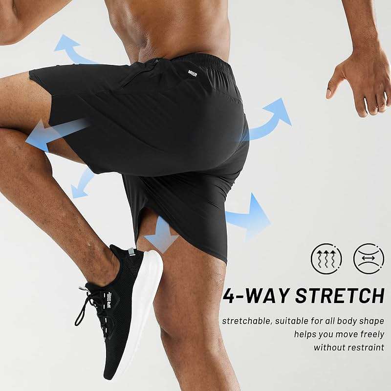 MIER Men's Workout Running Shorts Quick Dry Active 5 Inches Shorts with Pockets, Lightweight, Breathable - Image 4
