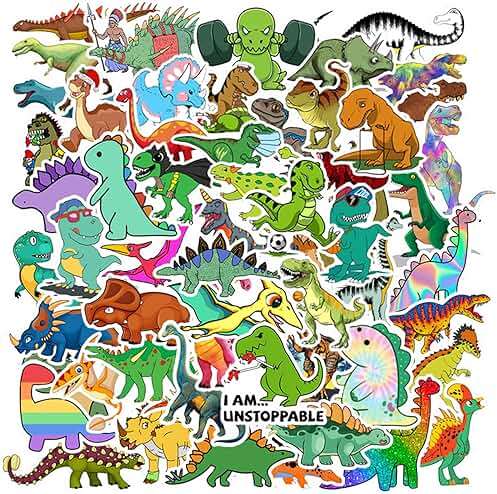 100PCS Dinosaur Stickers, Cute Waterproof Cartoon Stickers for Kids, Teaching Rewards, Dino Party Favourites, Stocking Stuffers for Kids Boys Girls Toddlers Teens - Image 1