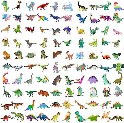 100PCS Dinosaur Stickers, Cute Waterproof Cartoon Stickers for Kids, Teaching Rewards, Dino Party Favourites, Stocking Stuffers for Kids Boys Girls Toddlers Teens - Image 3