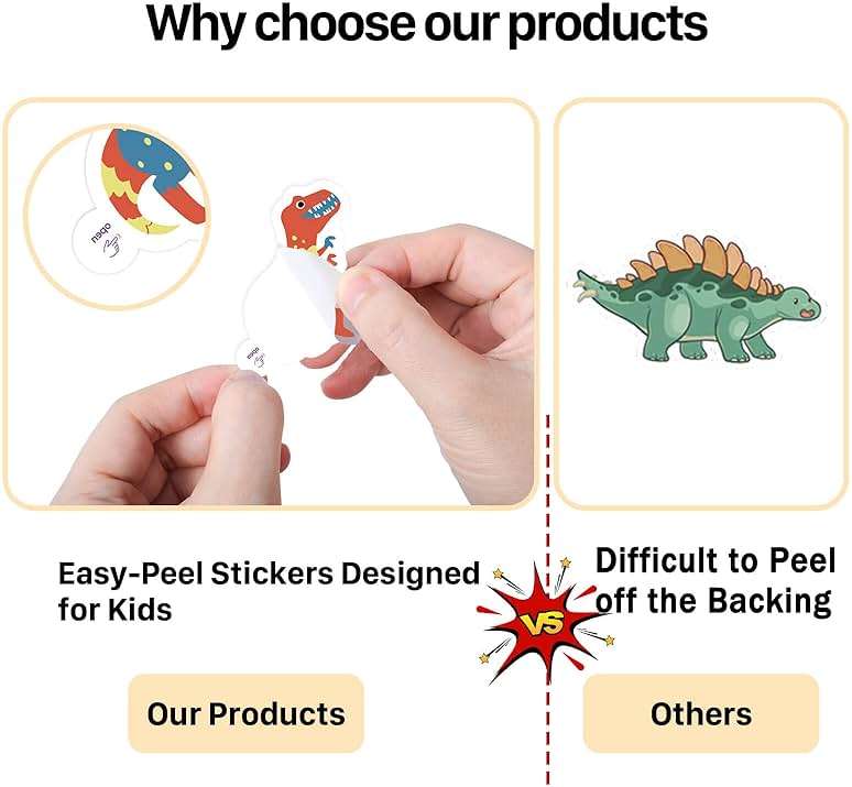 100PCS Dinosaur Stickers, Cute Waterproof Cartoon Stickers for Kids, Teaching Rewards, Dino Party Favourites, Stocking Stuffers for Kids Boys Girls Toddlers Teens - Image 4