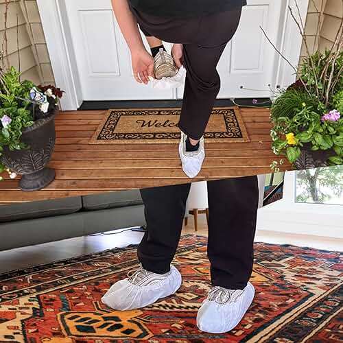 Sunshine post Shoe Covers Disposable,200Pack（100 Pairs）Boot Covers Waterproof Non Slip -Resistant One Size Fits Most for Rain Cleaning Indoor Floor Protection,White - Image 2