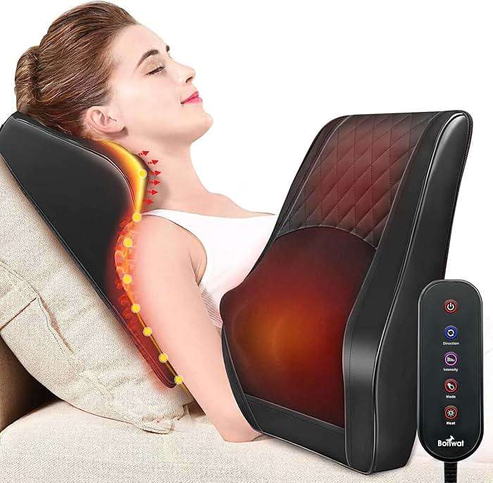 Boriwat Back Massager with Heat, 3D Kneading Massage Pillow for Back, Neck, Shoulder, Leg Pain Relief Deep Tissue, Gifts for Women Men Mom Dad - Image 1