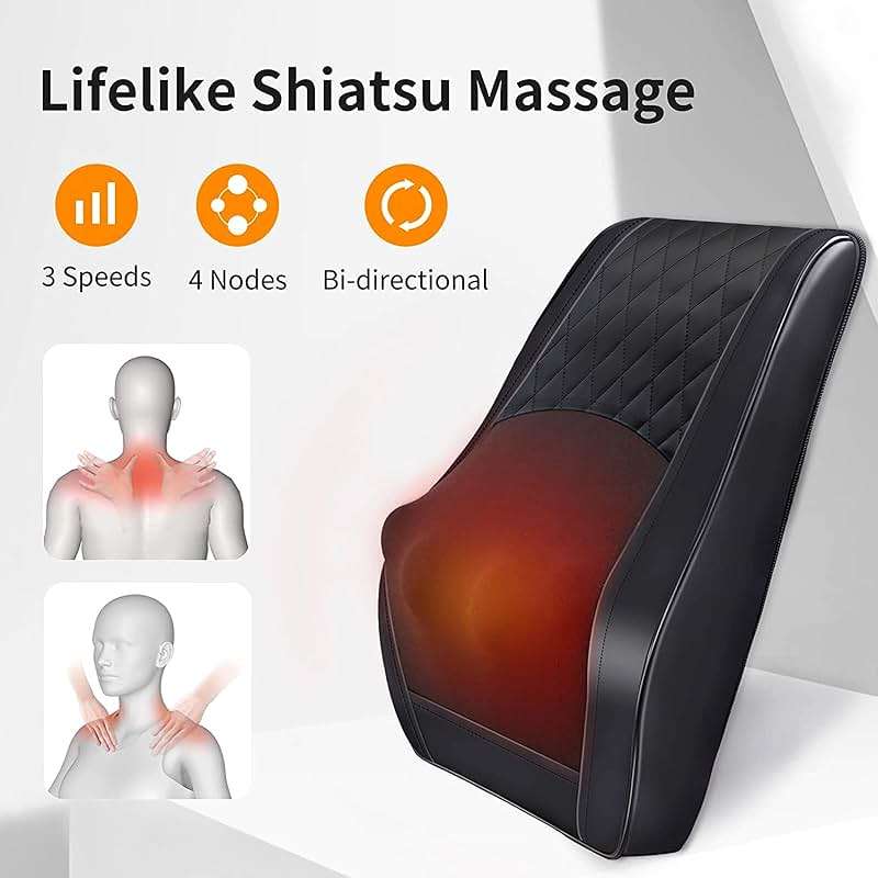 Boriwat Back Massager with Heat, 3D Kneading Massage Pillow for Back, Neck, Shoulder, Leg Pain Relief Deep Tissue, Gifts for Women Men Mom Dad - Image 4