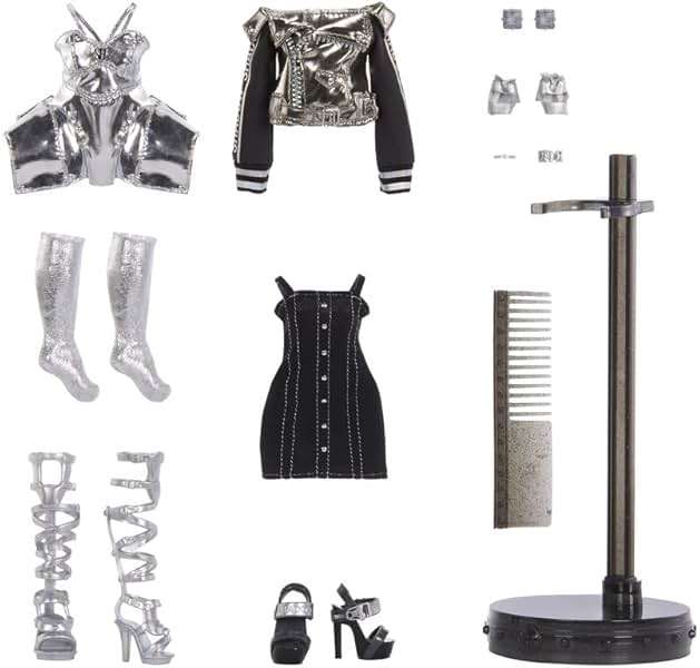 Rainbow High Shadow Series 1 Luna Madison- Grayscale Fashion Doll. 2 Metallic Grey Designer Outfits to Mix & Match, Great Gift for Kids 6-12 Years Old and Collectors - Image 6