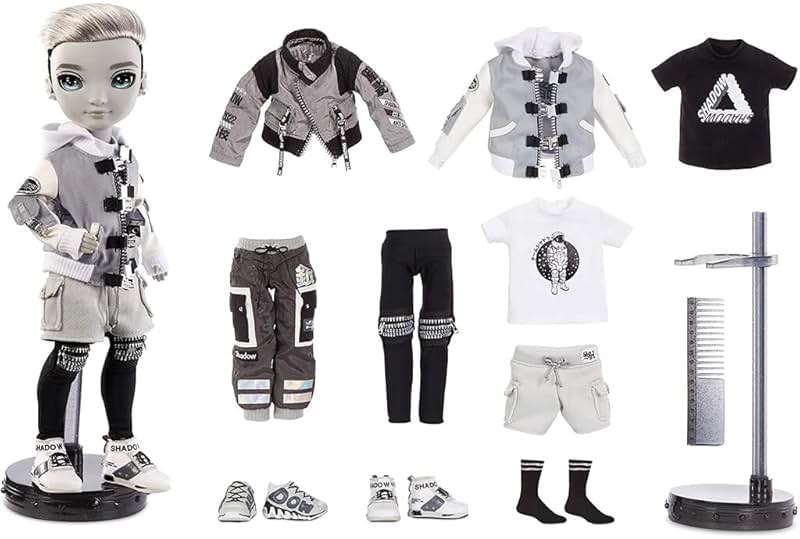 Rainbow High Shadow Series 1 Ash Silverstone- Greyscale Boy Fashion Doll. 2 Silver Designer Outfits to Mix & Match with Accessories, Great Gift, Multicolor, 583578EUC - Image 6