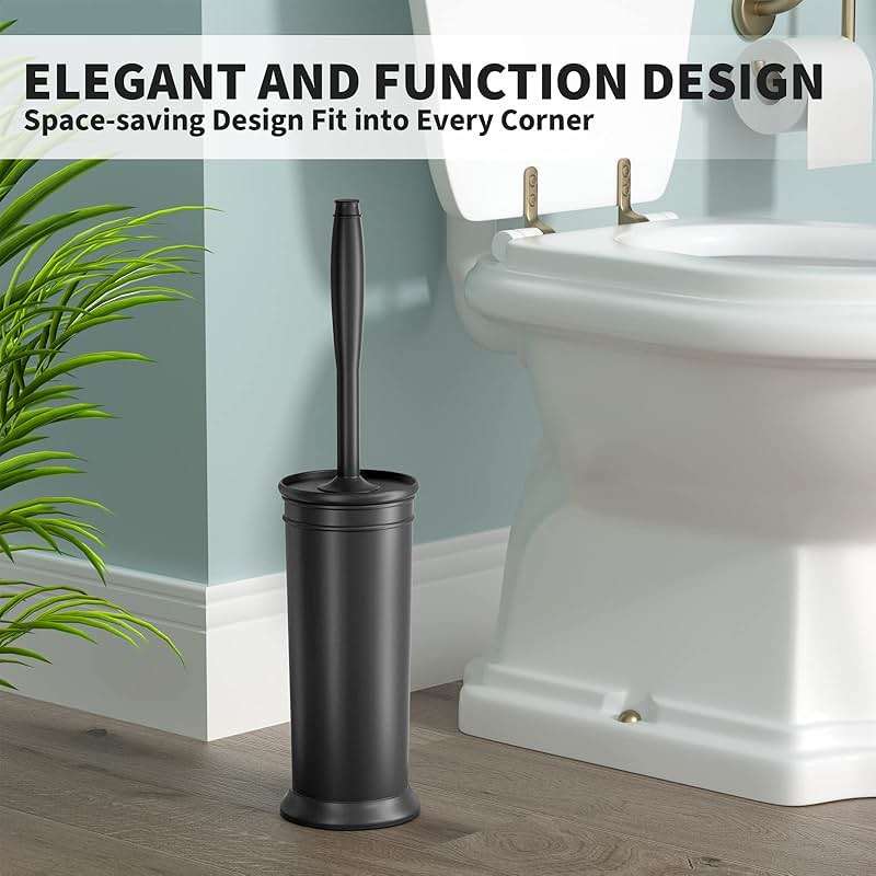 UPTRONIC Toilet Brush, Toilet Bowl Brush with Extra Long Handle Durable Bristles Toilet Scrubber and Covered Holder for Toilet Brush Set for Bathroom Cleaning (Black, 1 Set) - Image 7