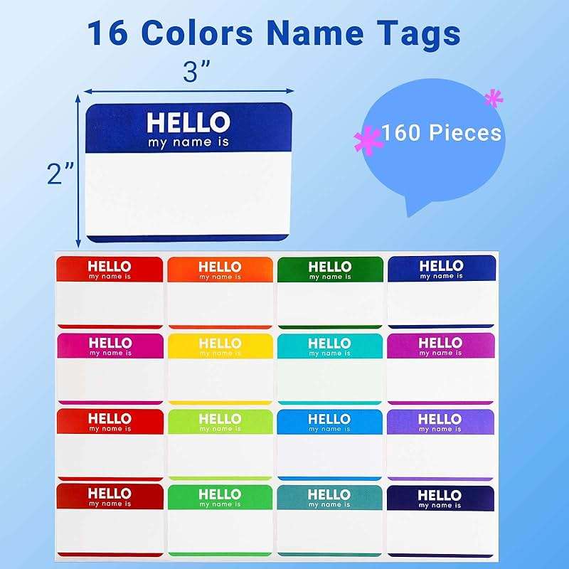Zacool Name Tag Stickers (3"x 2") Peel and Stick Name Tag Labels Hello My Name is Nametags Stickers Colorful Name Badge Labels for Themed Party Family Home School Office Conferences 160 Pcs - Image 5