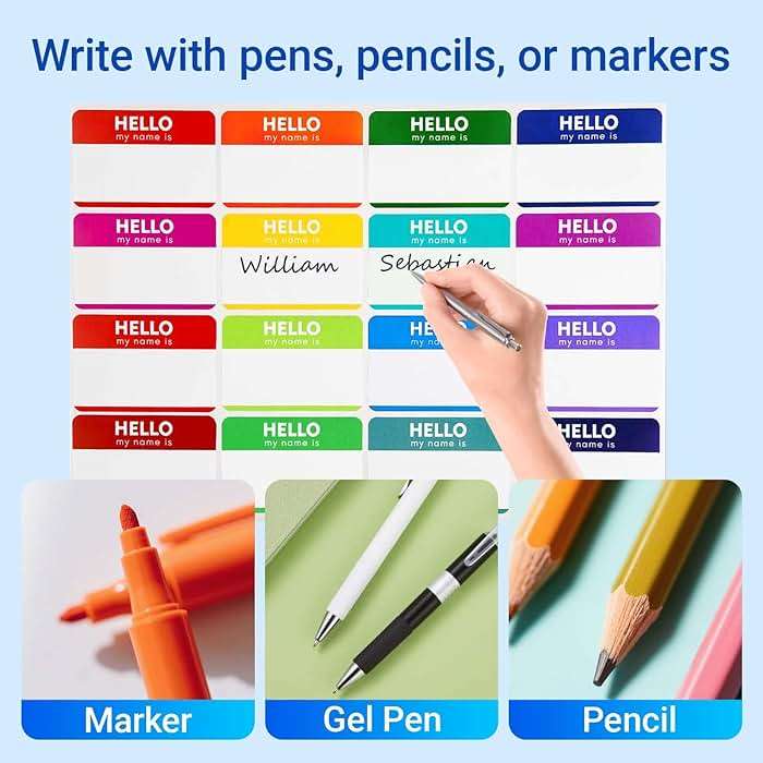 Zacool Name Tag Stickers (3"x 2") Peel and Stick Name Tag Labels Hello My Name is Nametags Stickers Colorful Name Badge Labels for Themed Party Family Home School Office Conferences 160 Pcs - Image 6