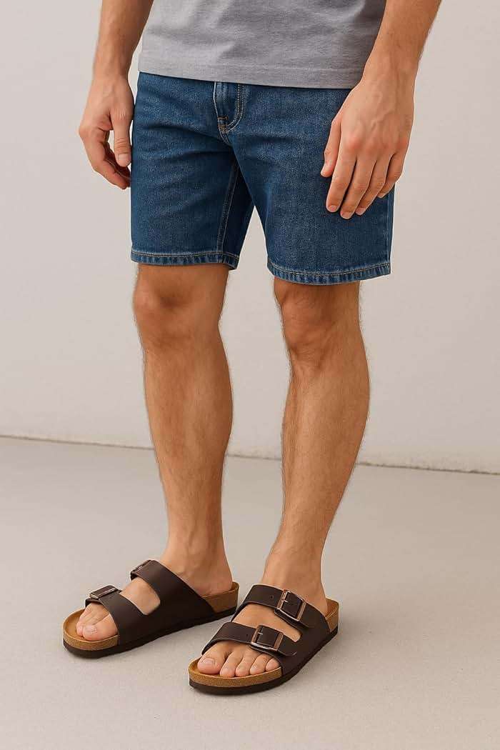 CUSHIONAIRE Lane Cork Footbed Mens Sandals, Adjustable Buckle Comfort Slides for Men, Genuine Leather Insole Summer Sandals Men Footwear - Image 6