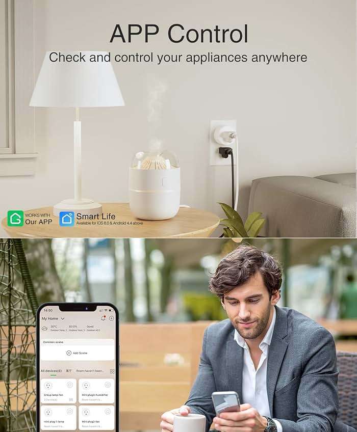 GHome Smart Mini Smart Plug Works with Alexa and Google Home, WiFi Smart Outlet Socket Remote Control Timer Function, Only 2.4GHz Network, No Hub Required, ETL FCC Listed, White - Image 3