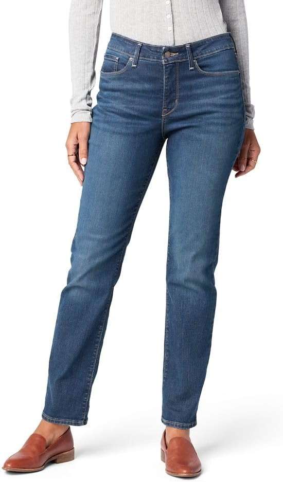 Levi Strauss Signature Gold Women's Totally Shaping Straight Jeans Mid Rise Stretch Denim Curvy (Available in Plus) - Image 1