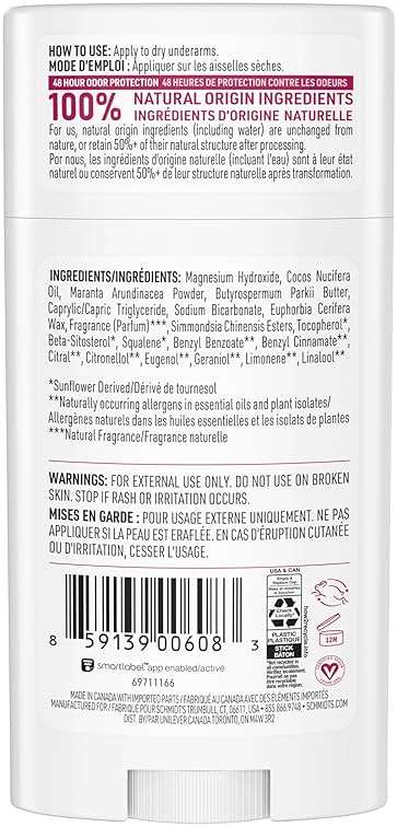 Schmidt's Aluminum-Free Vegan Deodorant Rose & Vanilla with 24 Hour Odor Protection 2 Count for Women and Men, Natural Ingredients, Cruelty-Free, 2.65 oz - Image 2