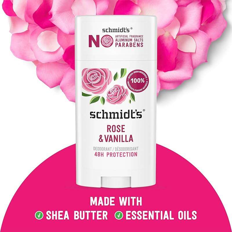 Schmidt's Aluminum-Free Vegan Deodorant Rose & Vanilla with 24 Hour Odor Protection 2 Count for Women and Men, Natural Ingredients, Cruelty-Free, 2.65 oz - Image 3