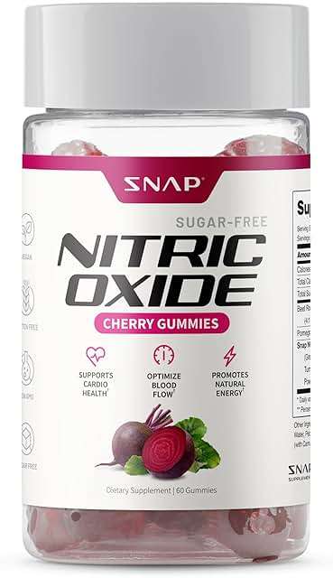 Snap Supplements Nitric Oxide Gummies - Beet Root Extract 300mg, Sugar Free Beetroot Supplement with Pomegranate Powder for Circulation & Natural Energy, 60 Vegan Gummies, Cherry Flavor - Image 1