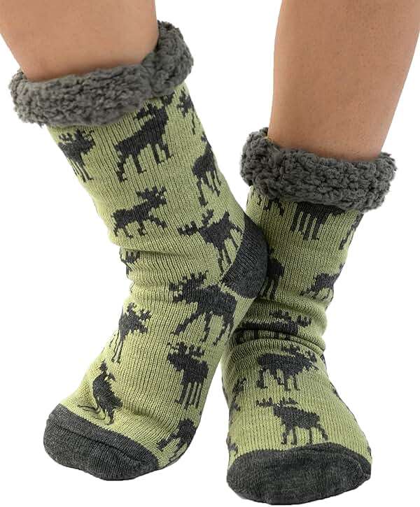 Lazy One Women’s Plush Slipper Socks – Sherpa Lined House Socks with Non Slip Grips, Cozy Winter Indoor Slippers for Women - Image 2