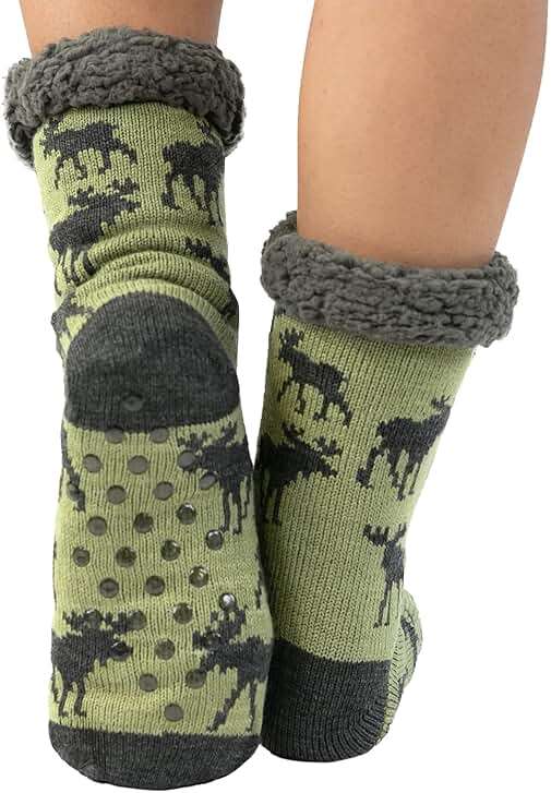 Lazy One Women’s Plush Slipper Socks – Sherpa Lined House Socks with Non Slip Grips, Cozy Winter Indoor Slippers for Women - Image 3