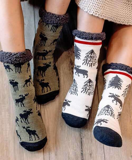 Lazy One Women’s Plush Slipper Socks – Sherpa Lined House Socks with Non Slip Grips, Cozy Winter Indoor Slippers for Women - Image 4