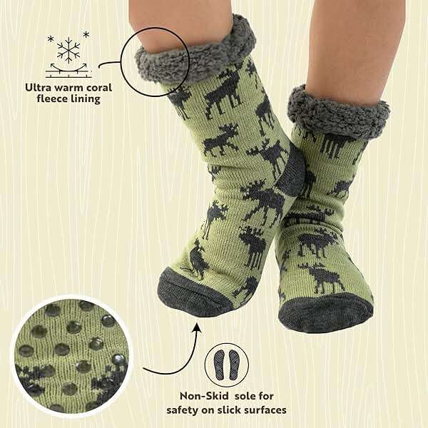 Lazy One Women’s Plush Slipper Socks – Sherpa Lined House Socks with Non Slip Grips, Cozy Winter Indoor Slippers for Women - Image 5