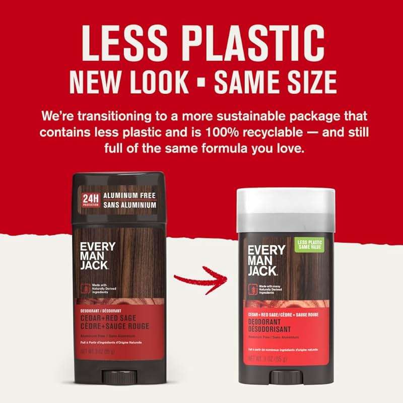 Every Man Jack Cedar + Red Sage Men’s Deodorant - Stay Fresh with Aluminum Free Deodorant For all Skin Types - Odor Crushing, Long Lasting, with Naturally Derived Ingredients - 3 oz - 2 Pack - Image 2