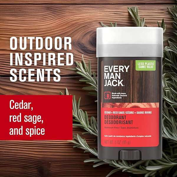 Every Man Jack Cedar + Red Sage Men’s Deodorant - Stay Fresh with Aluminum Free Deodorant For all Skin Types - Odor Crushing, Long Lasting, with Naturally Derived Ingredients - 3 oz - 2 Pack - Image 4