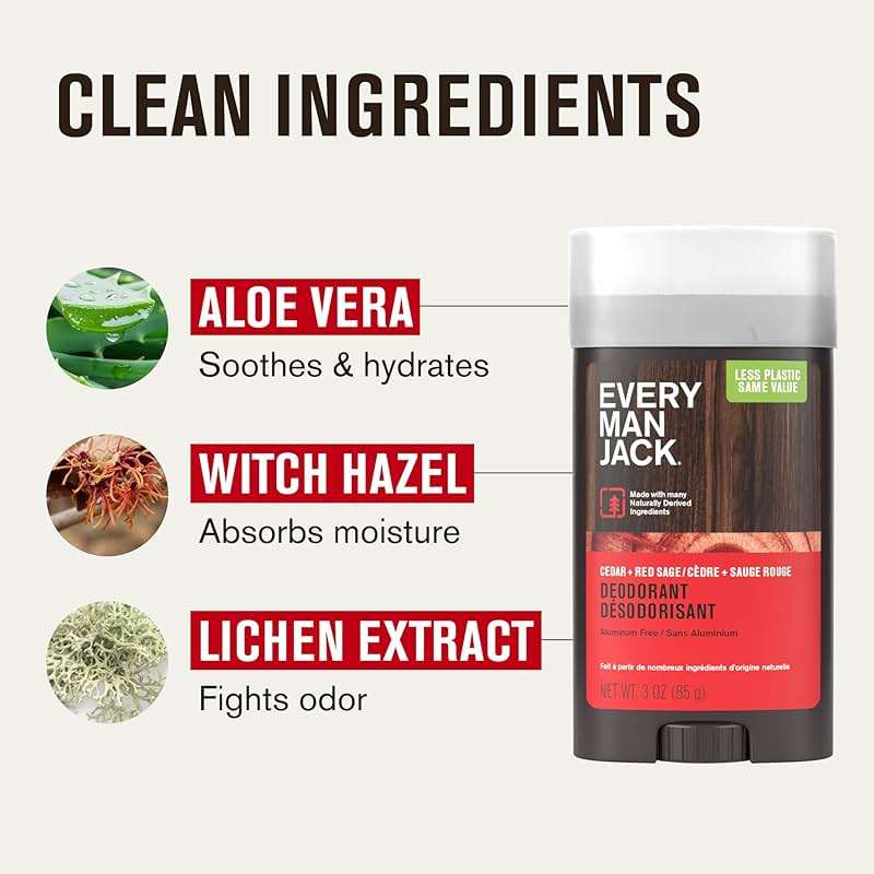 Every Man Jack Cedar + Red Sage Men’s Deodorant - Stay Fresh with Aluminum Free Deodorant For all Skin Types - Odor Crushing, Long Lasting, with Naturally Derived Ingredients - 3 oz - 2 Pack - Image 6