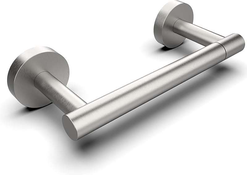 RARXTR Bathroom Toilet Paper Holder Wall Mount SUS304 Stainless Steel Double Post Pivoting Toilet Paper Roll Holder Wall Mounted for Bathroom RV Commercial Toilet Tissue Dispensers, Brushed Nickel - Image 1