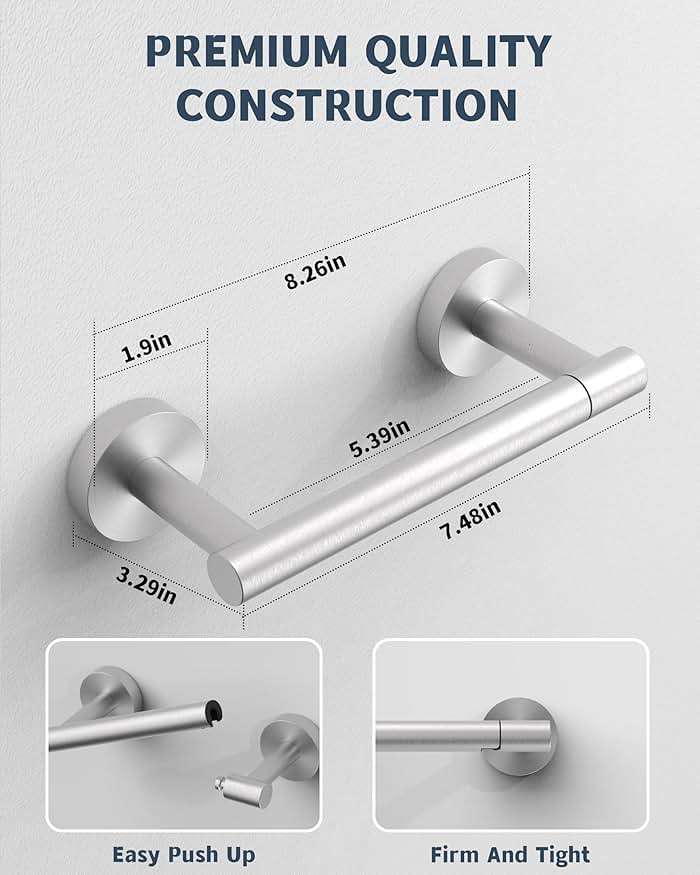 RARXTR Bathroom Toilet Paper Holder Wall Mount SUS304 Stainless Steel Double Post Pivoting Toilet Paper Roll Holder Wall Mounted for Bathroom RV Commercial Toilet Tissue Dispensers, Brushed Nickel - Image 2