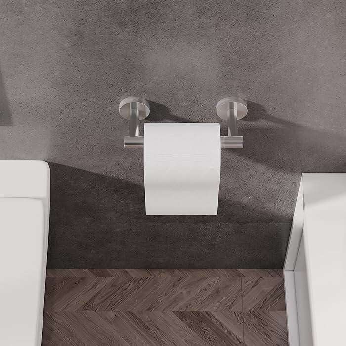 RARXTR Bathroom Toilet Paper Holder Wall Mount SUS304 Stainless Steel Double Post Pivoting Toilet Paper Roll Holder Wall Mounted for Bathroom RV Commercial Toilet Tissue Dispensers, Brushed Nickel - Image 3