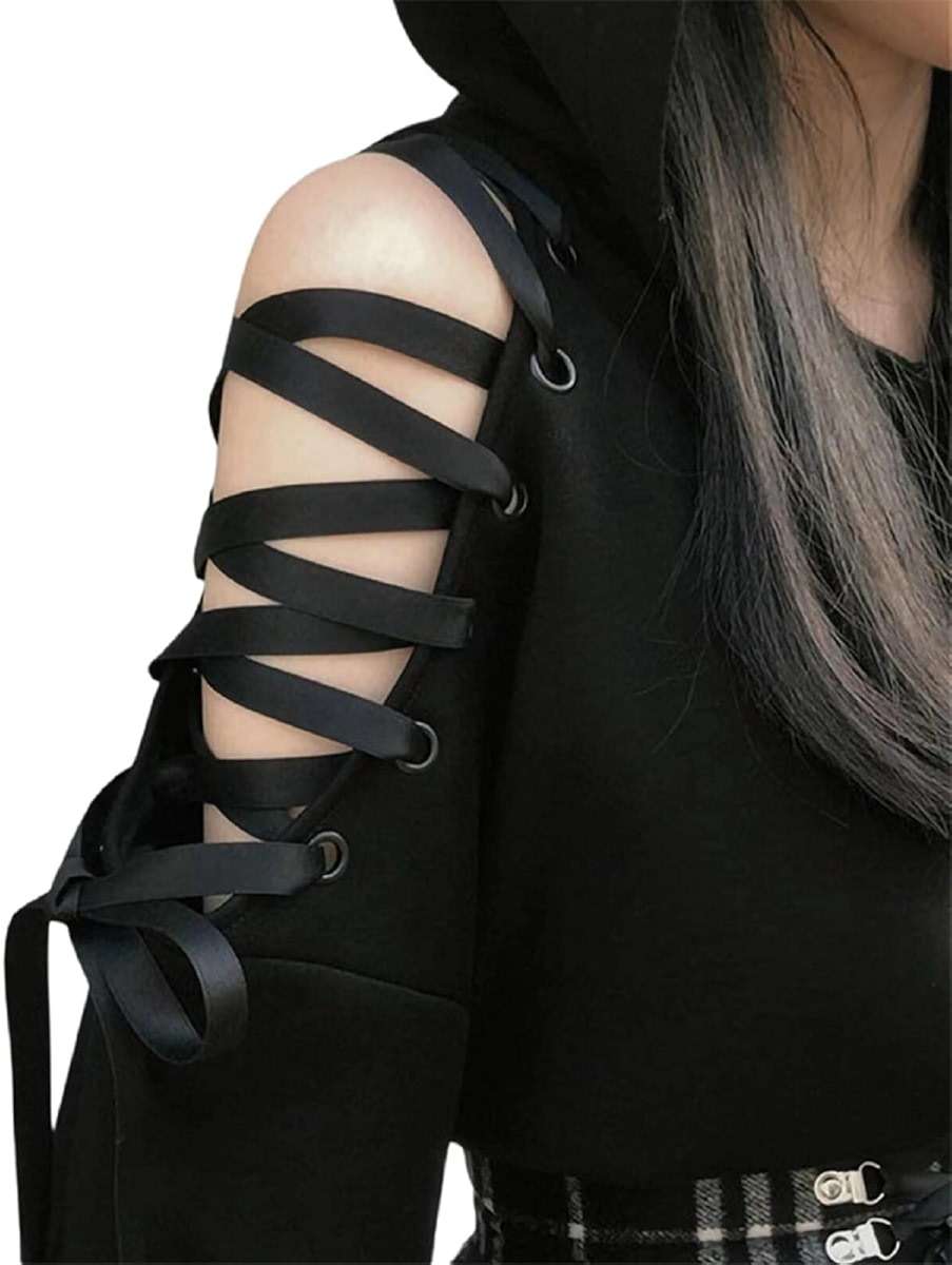 Women's Cat Ear Hoodie Pullover Long Sleeve Off Shoulder Cute Crop Top Hoodies Sweatshirt - Image 3