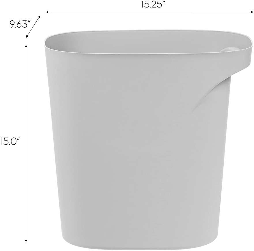 IRIS USA Small Trash Can Wastebasket with Handle, 6 Gallon / 24 Quart, 3-Pack, for Bathroom, Office, Bedroom, Under Sink, Kitchen, Garbage - Gray - Image 2