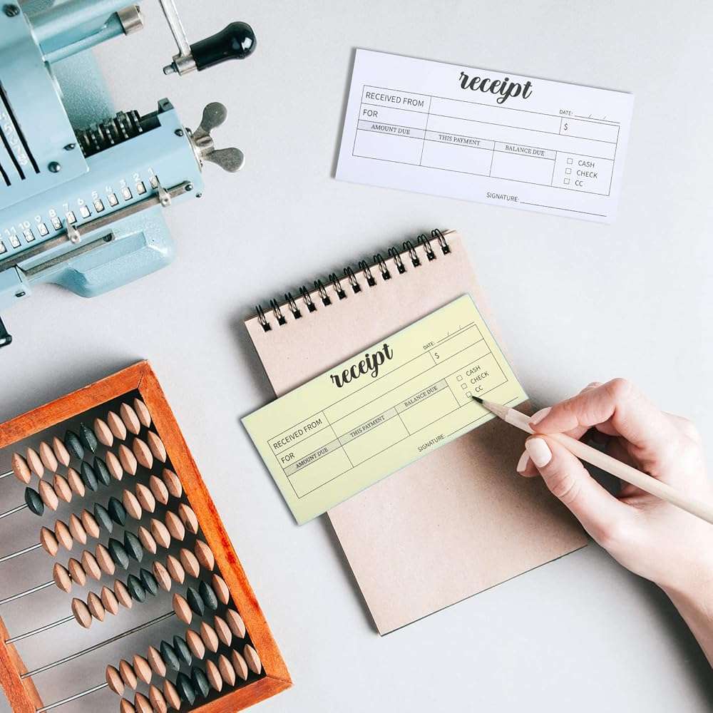 Spakon 4 Pieces Receipt Books Carbonless Pocket Size Receipt Book with Copies 6 x 2.8 Inch Carbon Copy Notepad Carbonless Copy Invoice Book Carbon Receipt Booklet for Boutique Business Supplies - Image 2