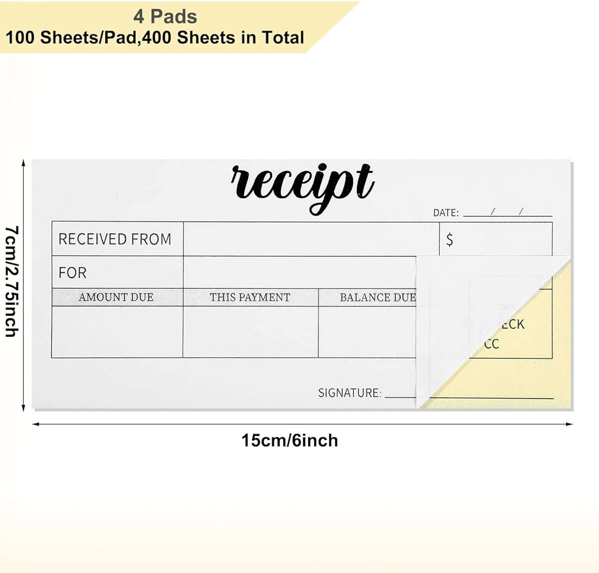 Spakon 4 Pieces Receipt Books Carbonless Pocket Size Receipt Book with Copies 6 x 2.8 Inch Carbon Copy Notepad Carbonless Copy Invoice Book Carbon Receipt Booklet for Boutique Business Supplies - Image 3