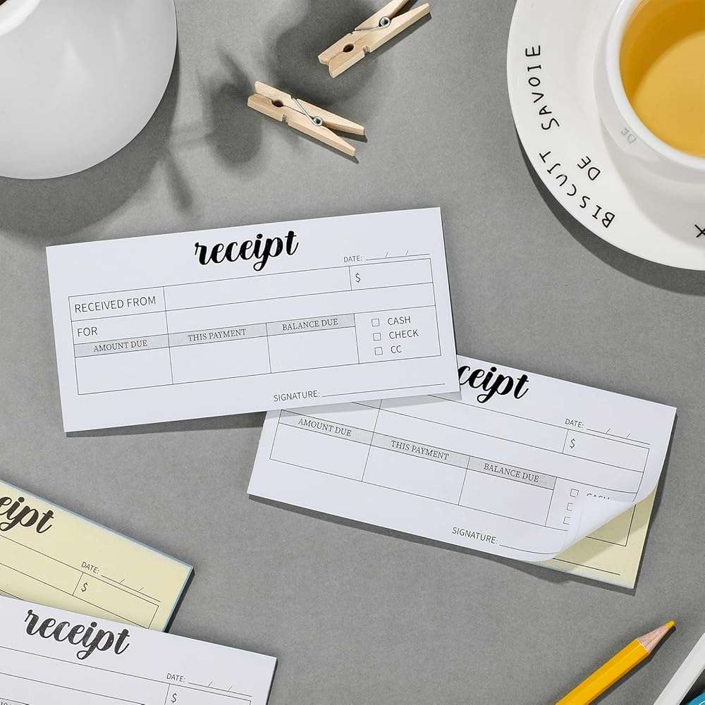 Spakon 4 Pieces Receipt Books Carbonless Pocket Size Receipt Book with Copies 6 x 2.8 Inch Carbon Copy Notepad Carbonless Copy Invoice Book Carbon Receipt Booklet for Boutique Business Supplies - Image 5