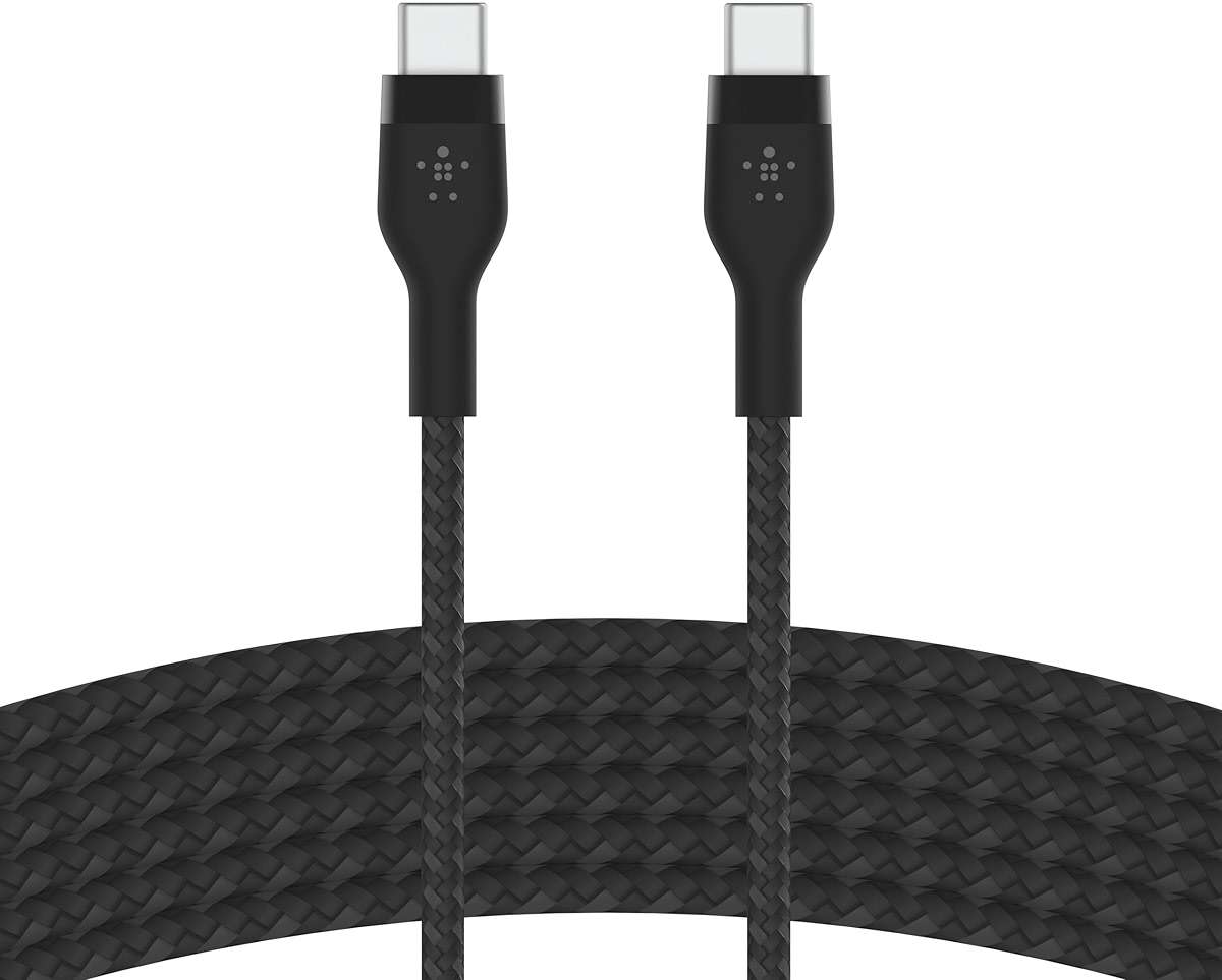 Belkin BoostCharge Pro Flex Braided USB-C to USB-C Cable (3M/10FT), USB-IF Fast Charging Cable for iPhone 16 Series, MacBook Pro, iPad Pro, Galaxy S25, S24, Nintendo Switch 2 & More - Black - Image 1