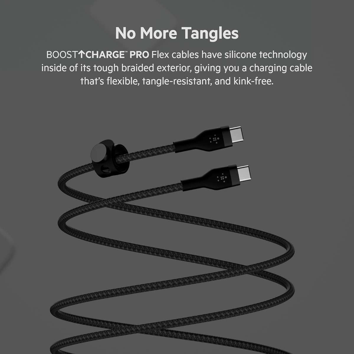 Belkin BoostCharge Pro Flex Braided USB-C to USB-C Cable (3M/10FT), USB-IF Fast Charging Cable for iPhone 16 Series, MacBook Pro, iPad Pro, Galaxy S25, S24, Nintendo Switch 2 & More - Black - Image 4