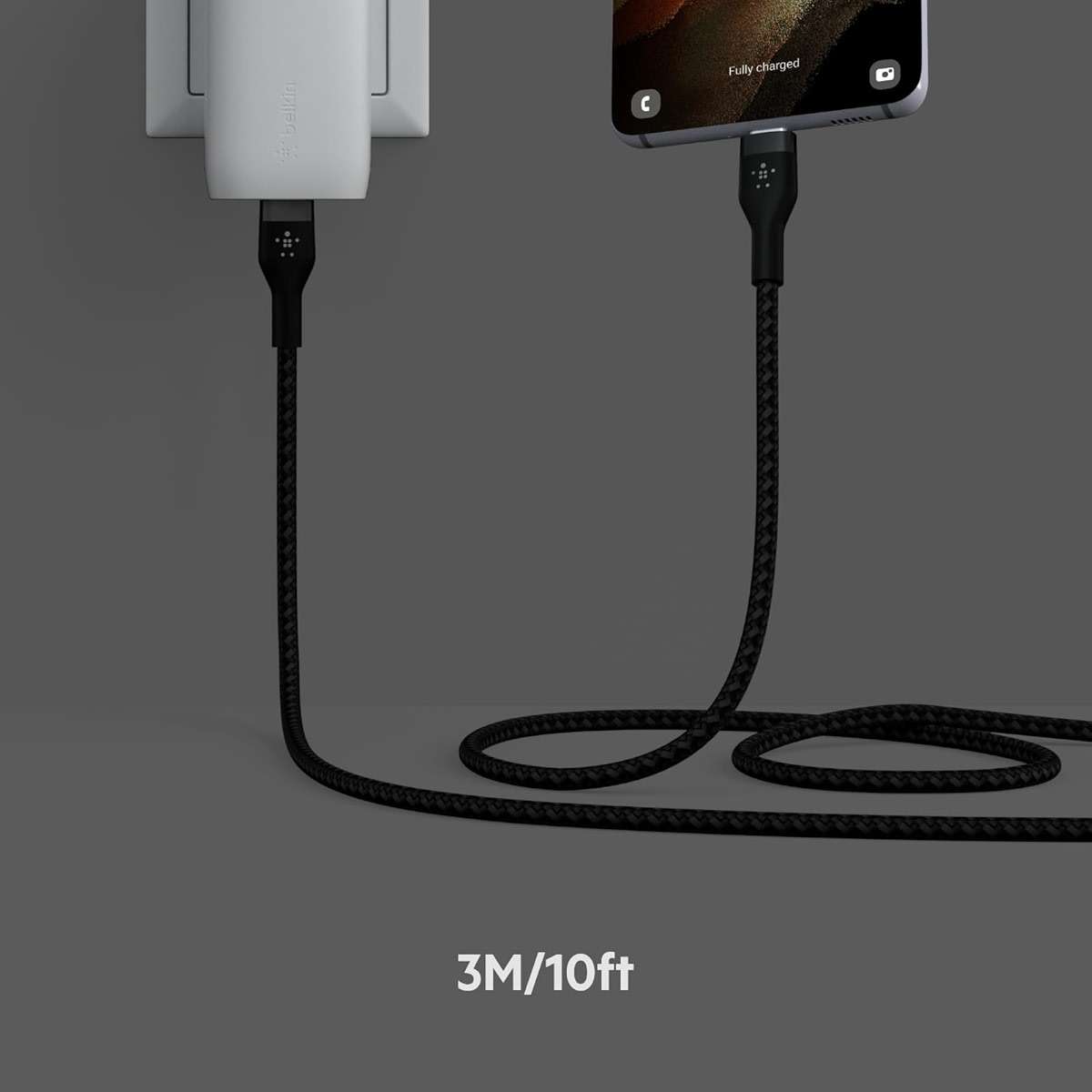 Belkin BoostCharge Pro Flex Braided USB-C to USB-C Cable (3M/10FT), USB-IF Fast Charging Cable for iPhone 16 Series, MacBook Pro, iPad Pro, Galaxy S25, S24, Nintendo Switch 2 & More - Black - Image 6