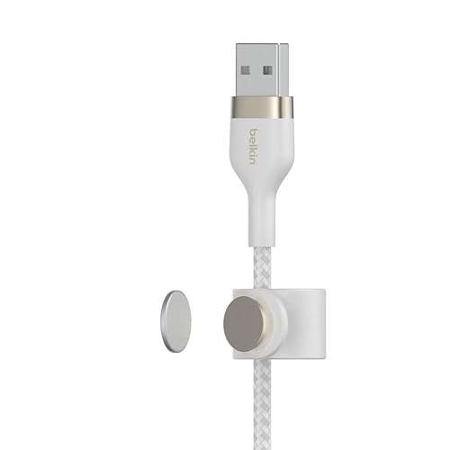 Belkin BoostCharge Pro Flex Braided USB A to Lightning Cable 2M/6.6FT - MFi Certified 20W Power Delivery iPhone Charger Cord - Apple Charger USB A Cable - Fast Charging - iPhone 14, iPhone 13 - White - Image 5